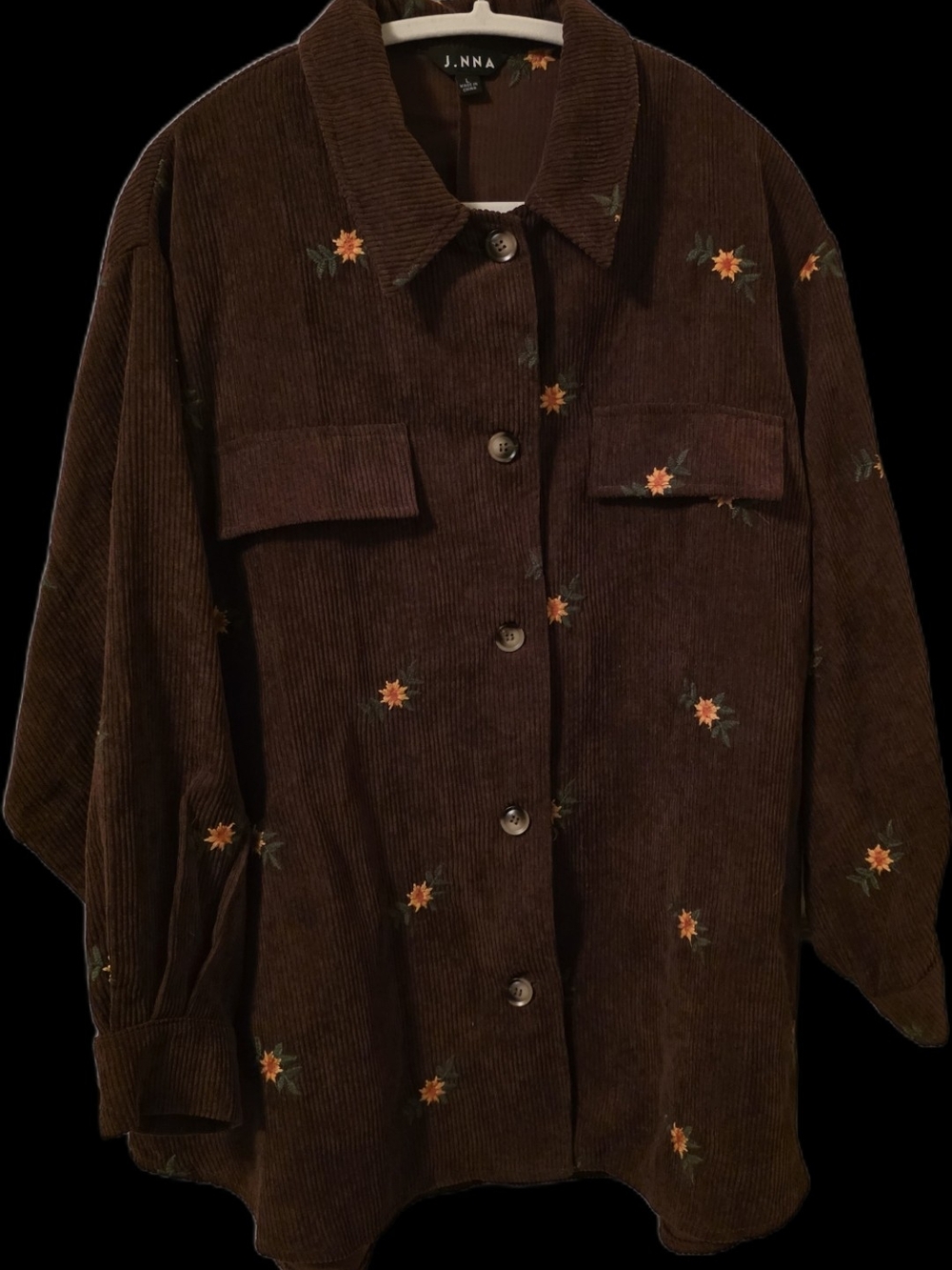 J.NNA Brown Embroidered Corduroy Jacket Size L
